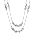 Double Strand Beaded Station Pattern Necklace 32-34 Inches in Silvertone - Sticky add to cart bar