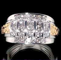 Fathers Day Deal 10K White Gold Diamond Men's Ring (Size 9.0) (10.90 g) (Del. in 7-10 Days) 1.50 ctw
