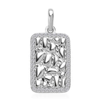 Luxoro 10K White Gold Moissanite Nugget Texture Pendant 0.20 ctw