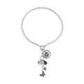 White Austrian Crystal and Blue Chroma Enameled Cable Chain Charm Necklace 19.5 Inches in Silvertone - Sticky add to cart bar