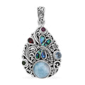 Bali Legacy Larimar and Multi Gemstone Pendant in Sterling Silver 5.30 ctw - Sticky add to cart bar