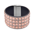 Austrian Crystal and Peach Glass Bracelet in Silvertone (7.50 In) - Sticky add to cart bar