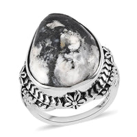 Artisan Crafted White Buffalo Solitaire Ring in Sterling Silver 15.25 ctw