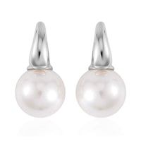 White Shell Pearl Earrings in Silvertone