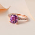 AAA Patroke Kunzite and White Zircon Ring in Vermeil Rose Gold Over Sterling Silver 4.10 ctw - Sticky add to cart bar