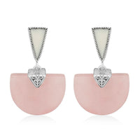Galilea Rose Quartz and Enameled Earrings in Stainless Steel 17.50 ctw