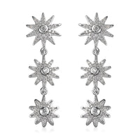 White Zircon Celestial Suns Drop Earrings in Platinum Over Sterling Silver 1.25 ctw