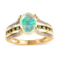 AAA Ethiopian Welo Opal and Multi Gemstone Bridge Ring in Vermeil Yellow Gold Over Sterling Silver 2.00 ctw - Sticky add to cart bar