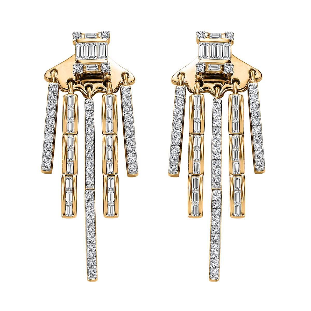 Moissanite Dangling Earrings in Vermeil Yellow Gold Over Sterling Silver 1.40 ctw