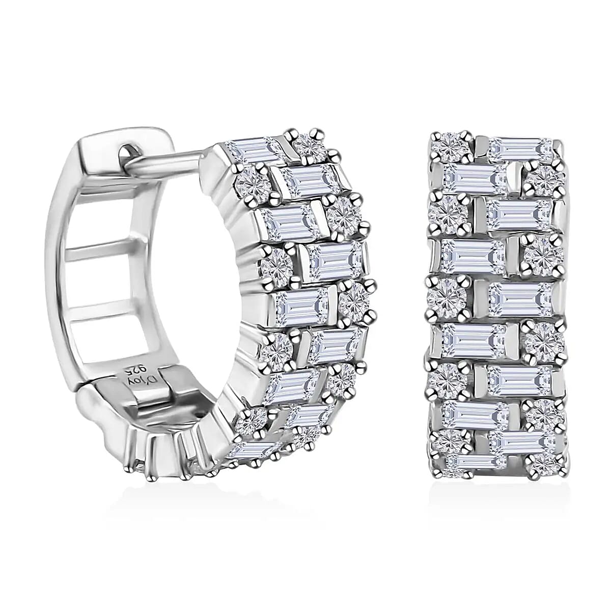 Moissanite Radiant Hoop Earrings in Sterling Silver