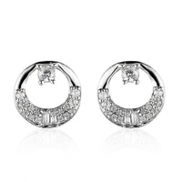 White Zircon Circle Earrings in Platinum Over Sterling Silver 0.70 ctw