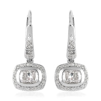 Moissanite Lever Back Earrings in Platinum Over Sterling Silver 2.00 ctw