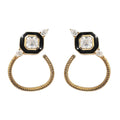 Asscher Cut Moissanite Eternal Love Black Enameled Snake Earrings in Sterling Silver 2.85 ctw - Sticky add to cart bar