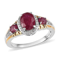 Premium Niassa Ruby (FF) and White Zircon Ring in Vermeil YG and Platinum Over Sterling Silver (Size 10.0) 2.65 ctw - Sticky add to cart bar