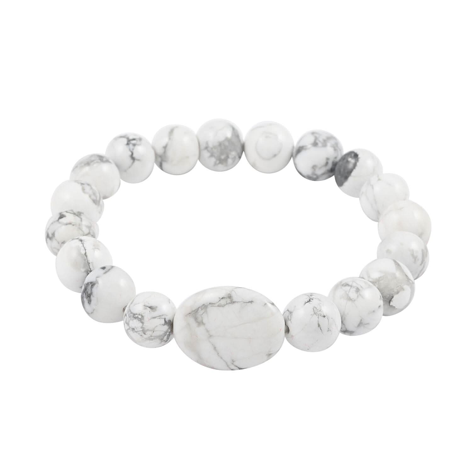 Constituted White Howlite Beaded Stretch Bracelet 150.00 ctw