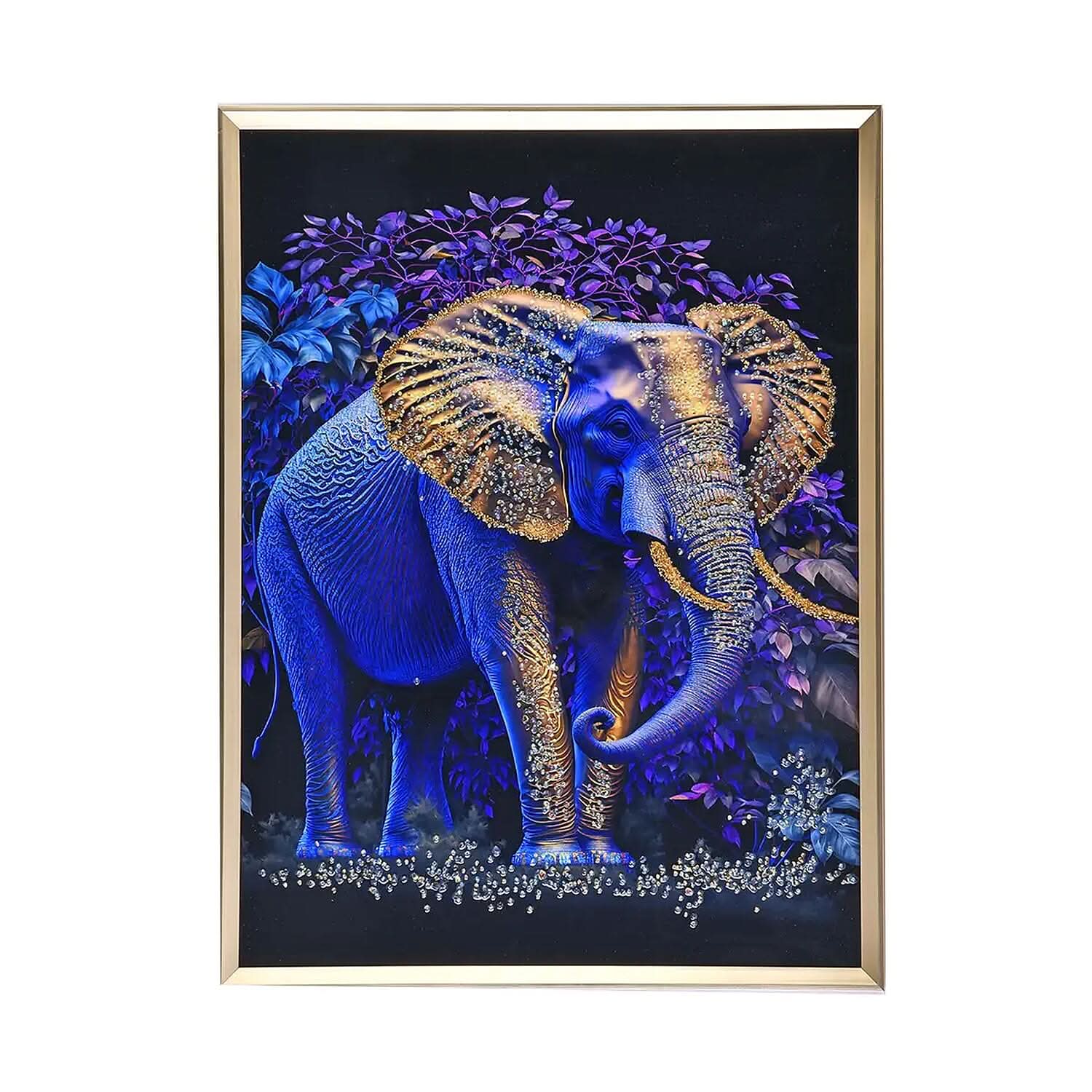 Resin Crystal Painting with PS frame (23.62"x31.49") - Blue Elephant