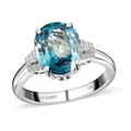 Luxoro 14K White Gold AAA Ratanakiri Blue Zircon and Diamond G-H I3 Ring 5.25 ctw - Sticky add to cart bar