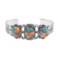 Santa Fe Style Spiny Turquoise Cuff Bracelet in Sterling Silver (7.00 In) 15.50 ctw - Sticky add to cart bar