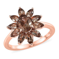 Premium Jenipapo Andalusite Floral Ring in Vermeil Rose Gold Over Sterling Silver 2.40 ctw