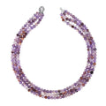 White Freshwater Pearl, Multi Beryl and Simulated Diamond 3 Row Beaded Necklace 18 Inches in Rhodium Over Sterling Silver 323.20 ctw - Sticky add to cart bar