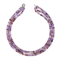 White Freshwater Pearl, Multi Beryl and Simulated Diamond 3 Row Beaded Necklace 18 Inches in Rhodium Over Sterling Silver 323.20 ctw