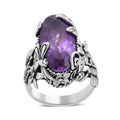 Bali Legacy AAA Rose De France Amethyst Dragonfly and Floral Ring in Sterling Silver (Size 10.0) 8.50 ctw - Sticky add to cart bar