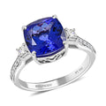 Certified and Appraised Rhapsody 950 Platinum AAAA Tanzanite, Diamond (E-F, VS) (0.27 cts) Ring (Size 10.0) (5.20 g) (Del. in 7-10 Days) 3.75 ctw - Sticky add to cart bar