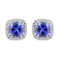 Certified and Appraised Rhapsody AAAA Tanzanite and E-F VS Diamond 2.35 ctw Halo Stud Earrings in 950 Platinum 4.30 Grams - Sticky add to cart bar