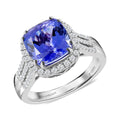 Certified and Appraised Rhapsody 950 Platinum AAAA Tanzanite and E-F VS Diamond Ring (Size 10.0) 8.75 Grams 3.85 ctw (Del. in 7-10 Days) - Sticky add to cart bar