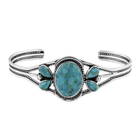 Santa Fe Style Kingman Turquoise Bracelet in Sterling Silver (6.50 In) 14.50 ctw