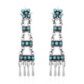 Santa Fe Style Kingman Turquoise Earrings in Sterling Silver 4.00 ctw - Sticky add to cart bar