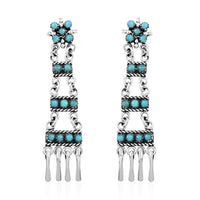 Santa Fe Style Kingman Turquoise Earrings in Sterling Silver 4.00 ctw