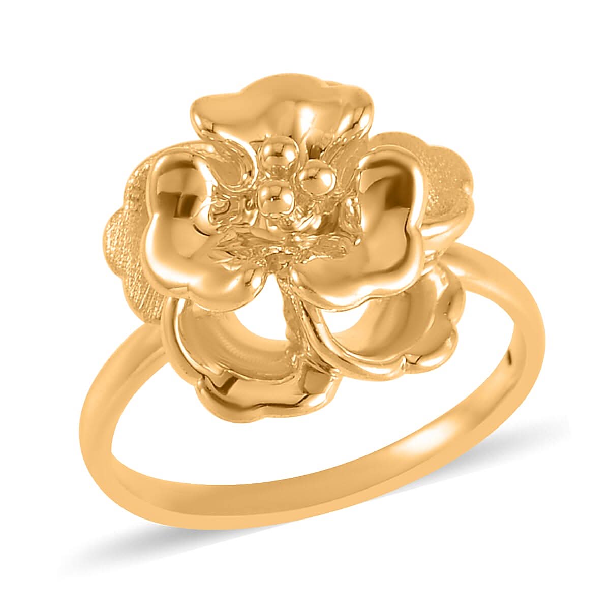24K Yellow Gold Electroform Floral Ring (Size 10.0) 2 Grams