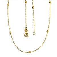 24K Yellow Gold Cable Link Station Chain Necklace 18 Inches 2.50 Grams