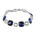 Blue Color Glass and Aurora Borealis Austrian Crystal Bracelet in Silvertone (7.50-9.00In) - Sticky add to cart bar