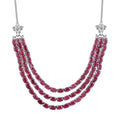 Niassa Ruby (FF) Multi Strand Necklace 18 Inches in Platinum Over Sterling Silver 46.00 ctw - Sticky add to cart bar