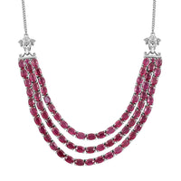 Niassa Ruby (FF) Multi Strand Necklace 18 Inches in Platinum Over Sterling Silver 46.00 ctw