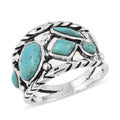 Santa Fe Style Kingman Turquoise Ring in Sterling Silver 7.00 ctw - Sticky add to cart bar