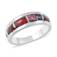 Santa Fe Style Kingman Turquoise Ring in Sterling Silver (Size 10.0) 4.00 ctw