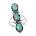 Santa Fe Style Kingman Turquoise 3 Stone Ring in Sterling Silver 8.00 ctw - Sticky add to cart bar