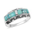Santa Fe Style Kingman Turquoise Ring in Sterling Silver 3.00 ctw - Sticky add to cart bar