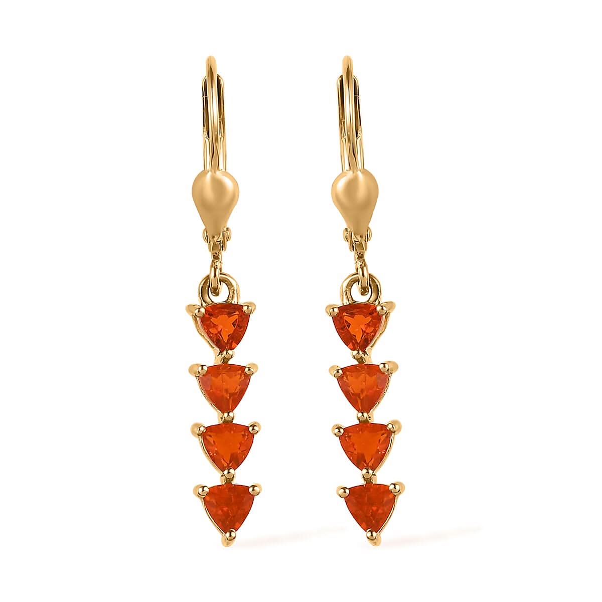 Multi-Tourmaline Dangle Earrings in Vermeil Yellow Gold Over Sterling Silver 1.15 ctw