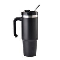 30oz Stainless Steel Cup with Straw - Black
