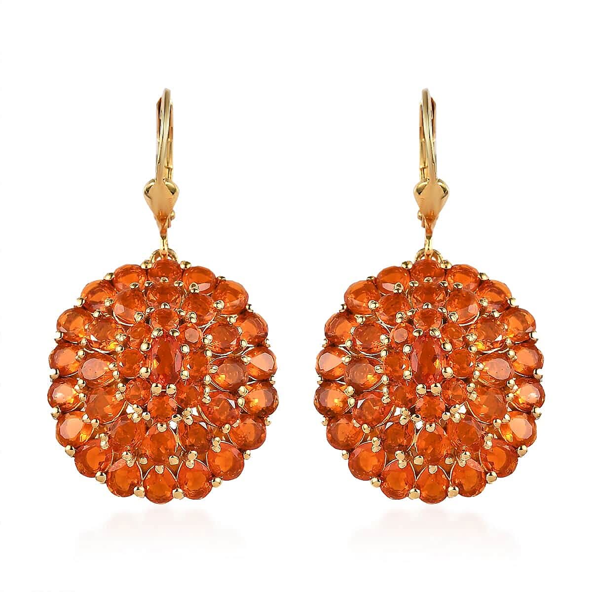 Mexican Fire Opal Floral Earrings in Vermeil Yellow Gold Over Sterling Silver 7.25 ctw