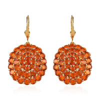 Mexican Fire Opal Floral Earrings in Vermeil Yellow Gold Over Sterling Silver 7.25 ctw