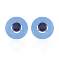Blue Jade (D) and Masoala Sapphire Jacket Stud Earrings in Rhodium Over Sterling Silver 18.40 ctw - Sticky add to cart bar