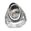 Artisan Crafted White Buffalo Solitaire Ring in Sterling Silver 12.10 ctw - Sticky add to cart bar