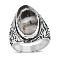 Artisan Crafted White Buffalo Solitaire Ring in Sterling Silver 12.10 ctw