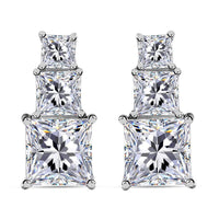 Princess Cut Moissanite (Sqr 6mm) Solitaire Stud Earrings in Platinum Over Sterling Silver 3.30 ctw