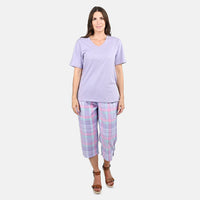 Cozee Corner Lilac Plaid Pajama Set - M